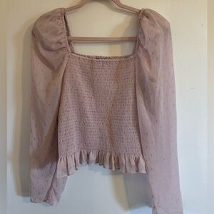 Women's Smocked Square-Neck Blouse - Dusty Rose